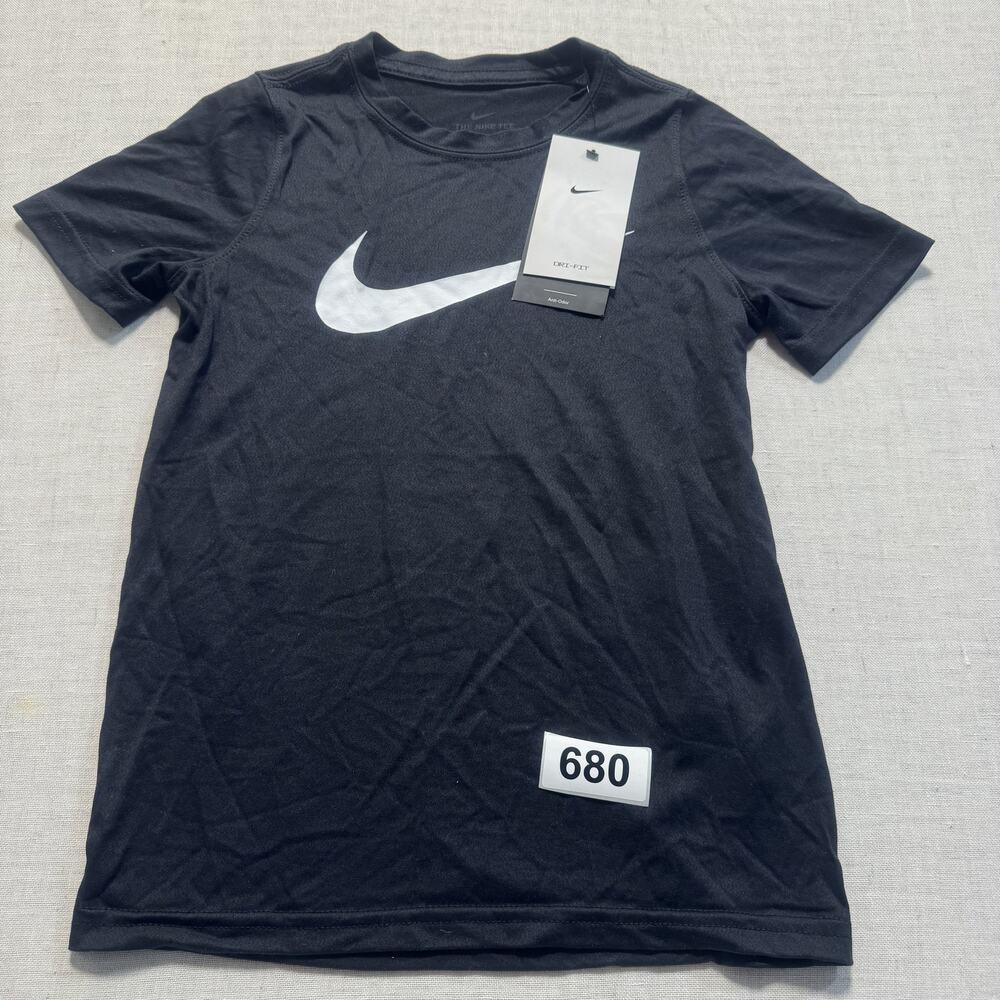 Nike NIKE THE TEE Short Sleeve Kids Polo Boys Sz XS‎ Black Brand New